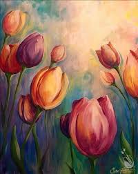 Colorful Tulips Sunday May 26 2019 Painting With A Twist Austin Tx South Tulip Painting Canvas Painting Art Painting Acrylic