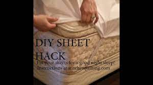 As the name suggests, the flat sheet is just flat, rectangular, and simple piece of cloth which folds easily. Diy Sheet Hack Stay Put Fitted Sheet Youtube