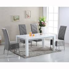 Diamante High Gloss Small Dining Table With 4 Asam Grey Chairs Dining Room Design Dining Room Furniture Modern Wooden Dining Room Chairs