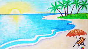Here are some more great beach and ocean themed sensory play ideas from some of my favorite kid bloggers around. How To Draw A Scenery Of Sea Beach Step By Step Easy Draw Youtube