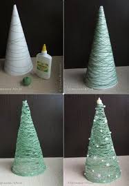 Made With A Paper Cone And Yarn Dip The Yarn In Elmer S Glue And While It S Wet Wrap It Arou Cute Christmas Decorations Christmas Crafts Easy Christmas Crafts
