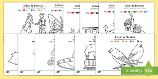 If children are unable to read the sentence that goes with the coloring page, have them click on each word to hear the sentence. Phonics Colouring Sheets Phonics Twinkl Teacher Made
