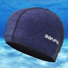 Mens Waterproof Non Slip Beanie Cap Flexible Earmuffs Wrap Long Hair Swimming Cap Swim Caps Waterproof Fabric Swimming
