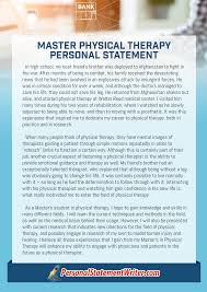 Master Physical Therapy Personal Statement Example Which Will Show You How It Needs To Be Written See Personal Statement Personal Statement Examples Statement