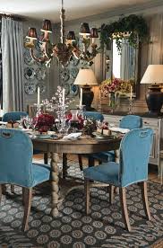 Christmas Dining Table With Stafford Chairs In Air Force Blue Velvet Dining Room Inspiration Dining Room Design Luxury Furniture Classic