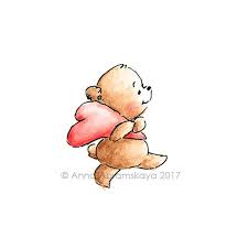 Teddy Bear Carrying Heart Printable Art Digital File Valentines Love Bear  Love Illustration Ink and Watercolor Greeting Card - Etsy