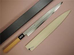 Japanese Sakai Kaneshige White Steel Damascus Yanagiba Knife 300mm Ichii Handle Kuhonnye Nozhi Nozhi