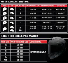 bell race star helmet size chart