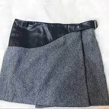 Alvin Valley Leather Belt Herringbone Wrap Skirt