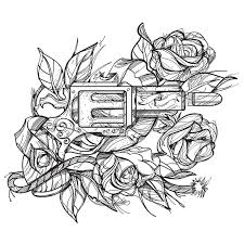 Chest guns and roses tattoos. Gun And Roses Tattoo Hand Drawing Style Picture For Coloring Stock Vector Illustration Of Ribbon Flowers 138920798