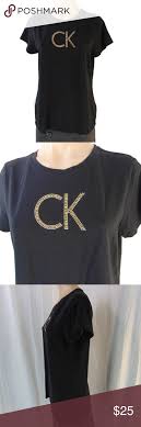 Black And Gold Shirt Women S Calvin Klein Black Gold Bling Logo T Shirt L Calvin Klein Women S Cotton Blend Black T Shirt With Gold Ck Logo C Calvin Klein Black Calvin Klein Clothes Design