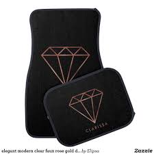 Elegant Modern Clear Faux Rose Gold Diamond Black Car Floor Mat Zazzle Com Car Floor Mats Black Car Rose Gold Black Diamond
