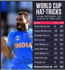 Mohammed Shami Becomes The 2nd Indian Bowler And Ninth Overall To Take Hat Trick In Cricketworldcup Issues In Lasith Malinga Fast Bowling Mohammed Shami