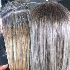 5 Ideas For Blending Gray Hair With Highlights And Lowlights Blending Gray Hair Gray Hair Highlights Low Lights Hair