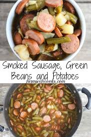 Maybe you would like to learn more about one of these? This Smoked Sausage Green Beans And Potatoes Is A Classic Easy Midwestern One Skille Smoked Sausage Recipes Sausage And Green Beans Green Beans And Potatoes