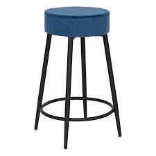 99% on time shipping · easy returns · everyday free shipping* Jace Round Blue Velvet Counter Stool At Home