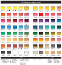 Winsor Newton Artists Acrylic Colour Chart Art Color