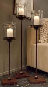 Wood Metal Glass Trio Floor Candle Holders Floor Standing Candle Holders Floor Candle