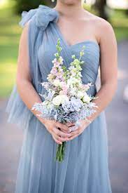 Romantic Blush And Blue Nashville Wedding Every Last Detail Wedding Bridesmaid Dresses Dusty Blue Bridesmaid Dresses Wedding Dresses Romantic
