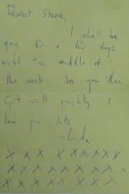 A letter Davie sent to boyfriend Stephen Lavender explaining she was going  away for a few days.