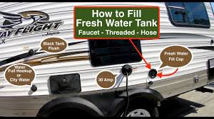Often we fill our drinking water jugs at coin operated bottled water dispensers or at companies. 3min How To Fill Fresh Water Tank On Travel Trailer Jayco Jay Flight Slx 212qbw Youtube