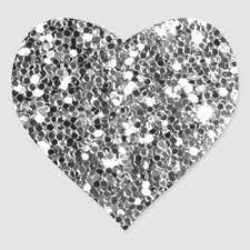 Glitter Look Solid Silver Sparkle Heart Sticker Zazzle Com Heart Stickers Glitter Hearts Glitter