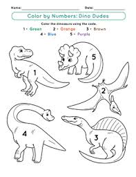 Through this number coloring activity, kindergarten and. Color By Number Dino Dudes Worksheet Education Com