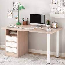 Manhattan comfort has the largest assortment of white desks. Amazon Com White Brown Computer Desk With Drawer Laptop Children Study Writing Table Simple Home Office Furniture Kids Workstation Stylish Dressing Table Locker Beige Kitchen Dining
