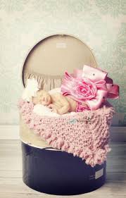 Newborn Baby Girl Vintage Hat Box Vintage Hat Boxes Baby Photos Baby Photography