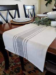 Farmhouse Table Runner Ivory Grain Sack Runner White Gray Etsy Farmhouse Table Runners Rustic Table Runners Modern Table Runners