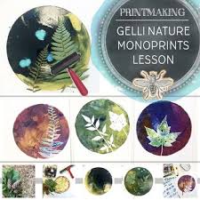 Visual Art Gelli Printmaking Nature Inspired Monoprints With Watercolor