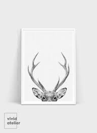 Black And White Deer Wall Art Deer Print Woodland Nursery Nursery Wall Art Printable Art Deer Head Nursery Decor Woodland Animal Print Downloadable Prints Poster Woodland Animal Prints Nursery Wall Art Printable White Canvas Art