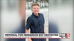 Memorial for Henderson boy hit and killed while walking home is destroyed  by another driver