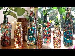 Glass Bottle Painting L How To Use Glass Colours On Bottle Youtube Glass Painting Designs Glass Bottles Art Painted Glass Bottles