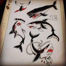 Terrifying mad crazy bloody shark colored old sleeve tattoos, sleeve tattoo designs, sleeve tattoo ideas, full sleeve tattoos, half sleeve tattoo. Traditional Black And Red Shark Tattoo Designs Tattooimages Biz