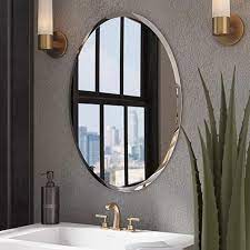 Kohros Oval Beveled Polished Frameless Wall Mirror For Bathroom Vanity Bedroom 24w X 35h Oval Review Specchi Bagno Specchio Da Bagno Specchio Da Parete