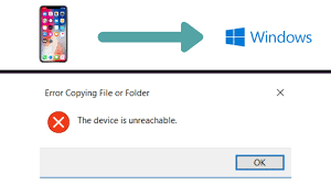 Iphone To Windows 10 Media Transfer Error Fix Device Is Unreachable Youtube