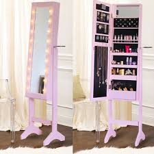 Free Standing Led Light Up Mirror Jewellery Storage Cabinet Organiser Box Uk Ebay