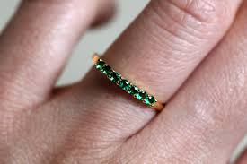 Prong Set Half Eternity Round Emerald Wedding Band Emerald Eternity Band 14k Gold Wedding Band Sets Engagement Ring Sets For Women In 2020 Gold Wedding Band Sets Emerald Wedding Band 14k