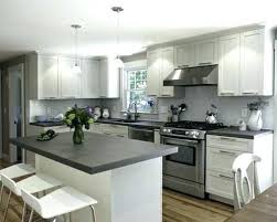 Dark Quartz Countertops White Brown Cabinets With Gray Kitchen Countertops Grey Countertops Grey Kitchen Floor