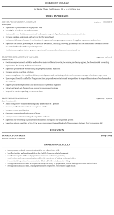 procurement assistant resume sample