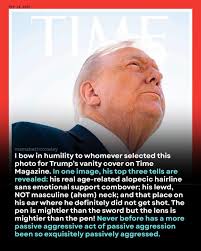 NOV. 0V.10 10. 0.2025 I bow in humility to whomever selected this photo for  Trump's vanity cover