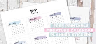 There are tons of colors and font styles to suit your style or the aesthetic feel of your journal. Free Printable Miniature Monthly 2021 Calendar Planner Stickers