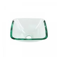 【tempered glass】using clear tempered glass material, extremely resistant to scratches, stains, and. Renovators Supply Manufacturing Squared 12 3 4 In Glass Vessel Bathroom Sink Clear With Drain 17622 The Home Depot