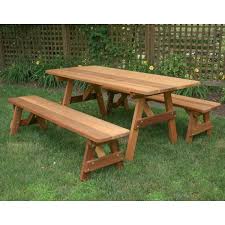 Therefore, fill the holes with wood putty and smooth the surface with sandpaper. Red Cedar Classic Family Picnic Table With 2 Benches By Creekvine Designs The Charming Bench Company