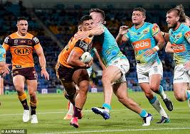 David fifita beats half of the rabbitohs team to score his second try of the game. Nrl Gold Coast Titans Under Salary Cap Investigation After David Fifita Incident Newscolony
