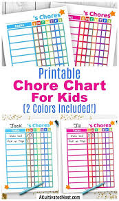 printable kids chore chart blue pink chore chart kids