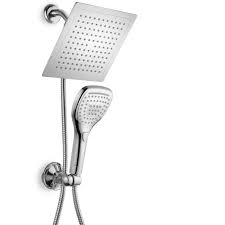 Dream Spa 5 Spray 9 In Dual Shower Head And Handheld Shower Head With Waterfall In Chrome 21684 The Home Depot Dual Shower Head Dual Shower Shower Heads