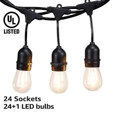 Shop 48ft 24 Led Outdoor Patio String Lights 2700k Soft White 24 Sockets On Sale Overstock 28553869