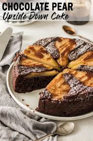 Chocolate Pear Upside Down Cake Recipe Pear Upside Down Cake Upside Down Cake Pear Cake Gluten Free